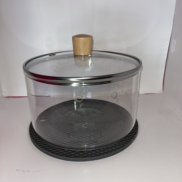 The Unbranded Brand Other - Glass Saucepan with Cover Stovetop Cooking Pot with Lid (Missing Pot Handle) New